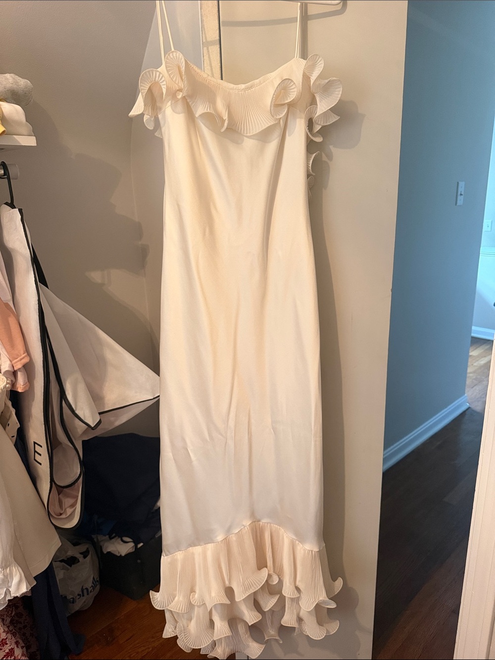 Selfie Leslie Cream Ruffle-Trim Maxi Slip Dress - Picture 3 of 4